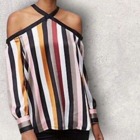 LOFT off the shoulder striped top - Picture 1 of 6